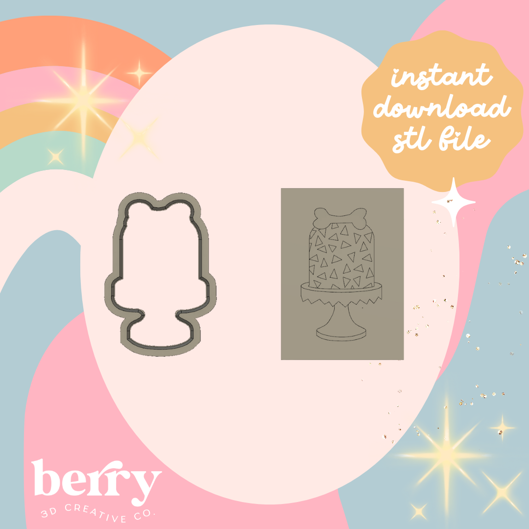 Flintstone inspired cake stamp Cookie Cutter and Stamp stl file