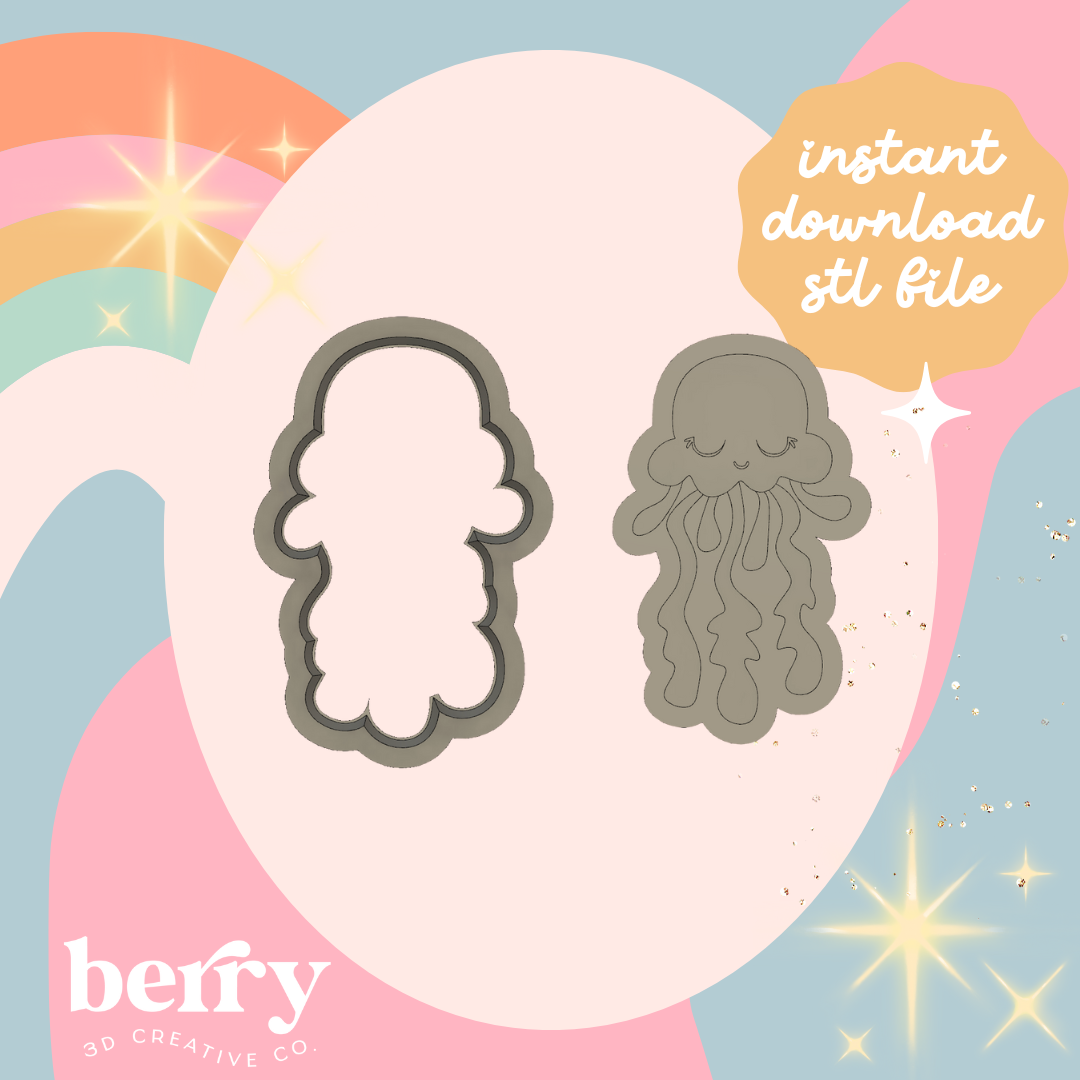 Jelly Fish- Mermaid Collection Cutter and Stamp stl file