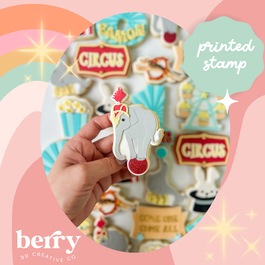 Circus Elephant Debossed Stamp and matching cutter