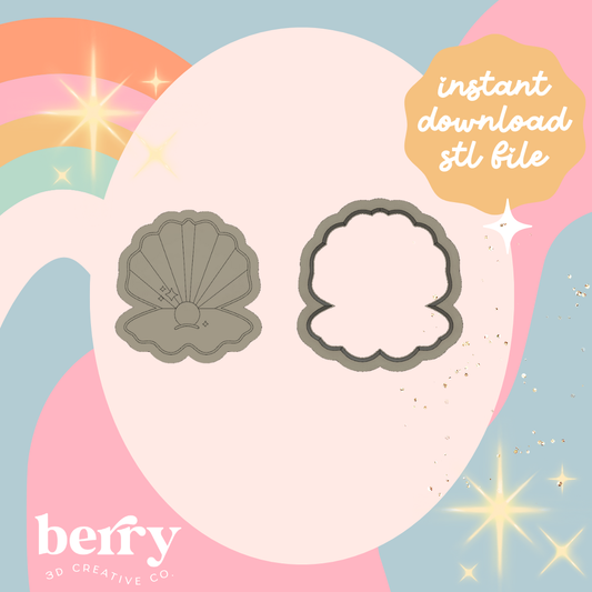 Seashell/Clam with pearl - Mermaid Collection Cutter and Stamp stl file