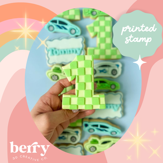 Checkered number 1 Debossed Backing Stamp