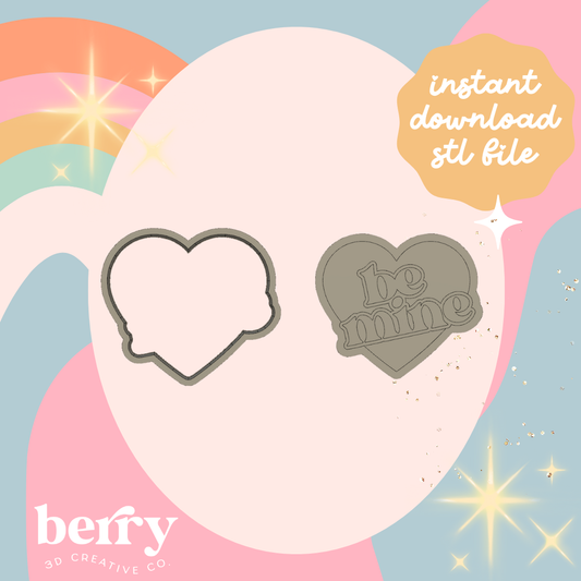 Be Mine Heart Stamp and cutter STL file