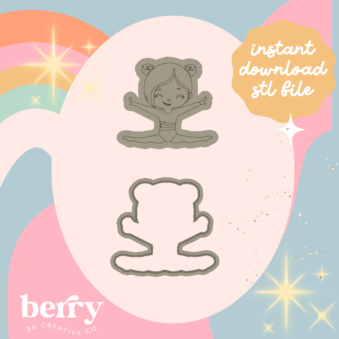 Gymnast in splits - Gymnastics Collection  cutter and Stamp stl file
