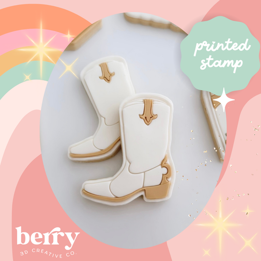 Simple Cowboy Boots embosser Stamp and matching cutter