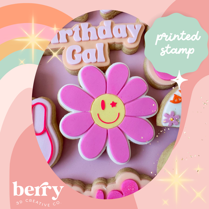 Star eye retro flower Debosser and matching cutter