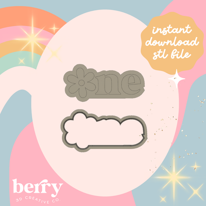 ONE with daisy Cookie Cutter and Stamp stl file