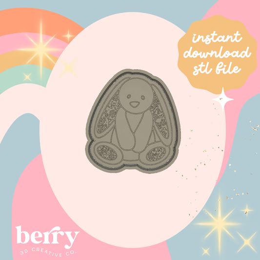 The Amity Bunny with floral ears Cookie Cutter and Stamp stl file