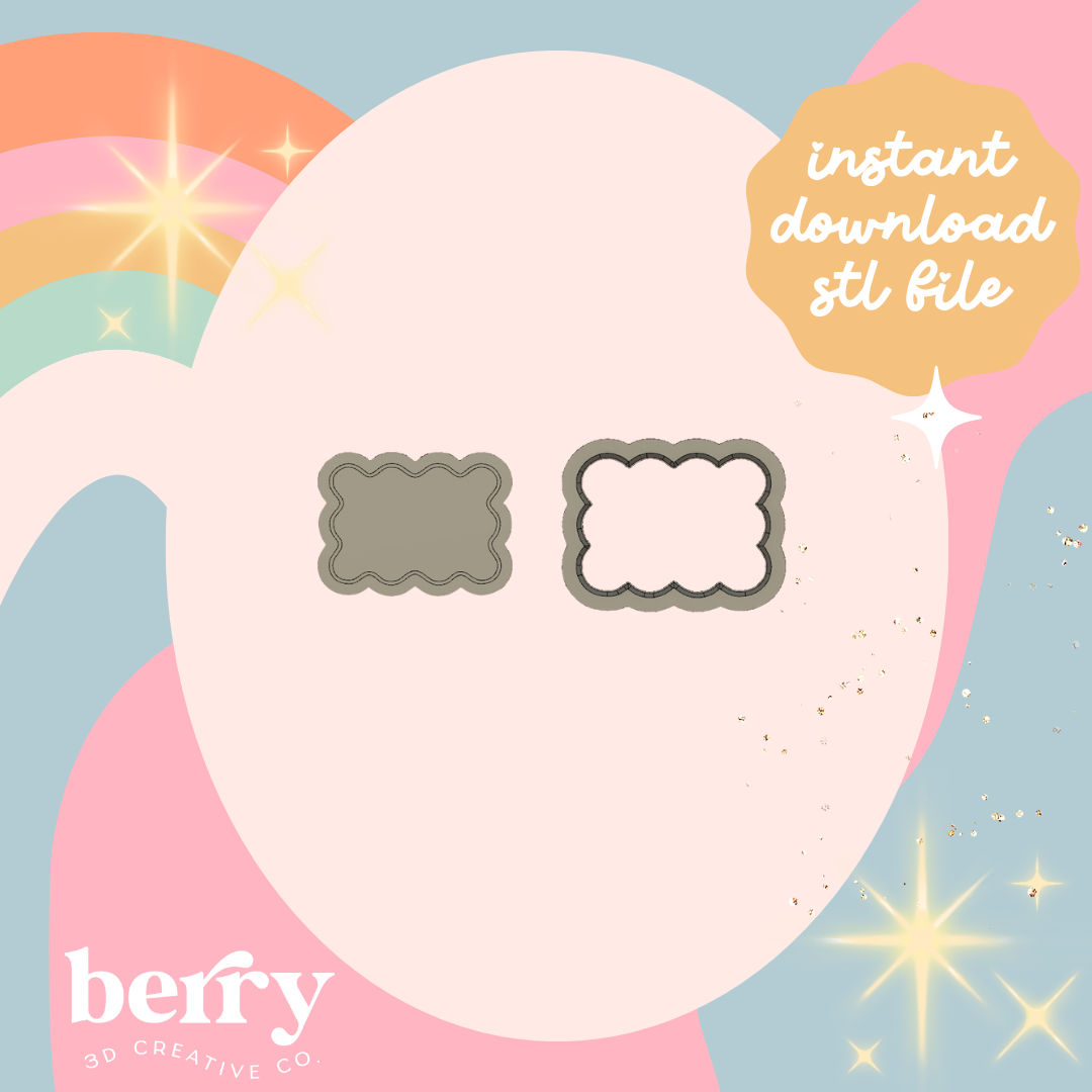 Mini Wavy Rectangle Stamp and cutter STL file
