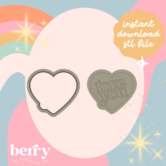 Love You Heart Stamp and cutter STL file