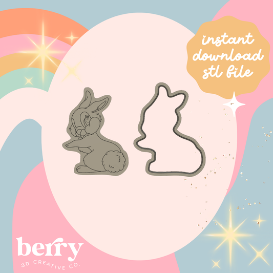 Cottontail Bunny Cookie Cutter and Stamp stl file