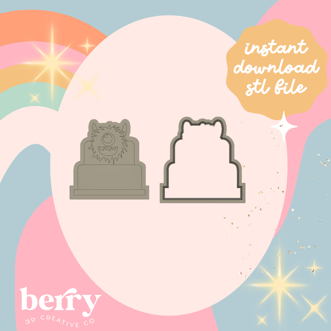 Monster Cake Cookie Cutter and Stamp stl file