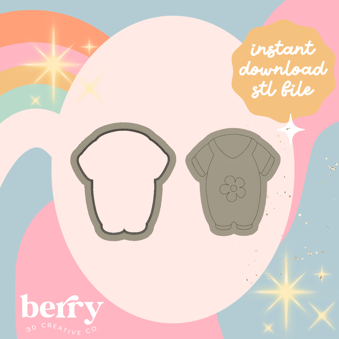 Baby flower Onesie Cutter and Stamp stl file