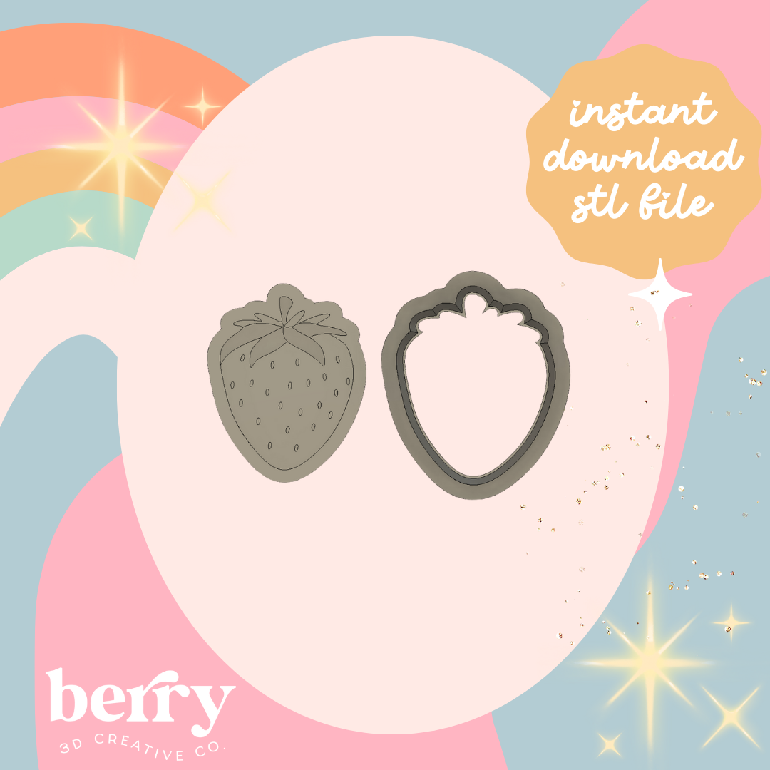 Strawberry cutter and Stamp stl file