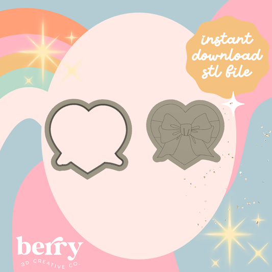 Heart with oversized Bow Stamp and cutter STL file
