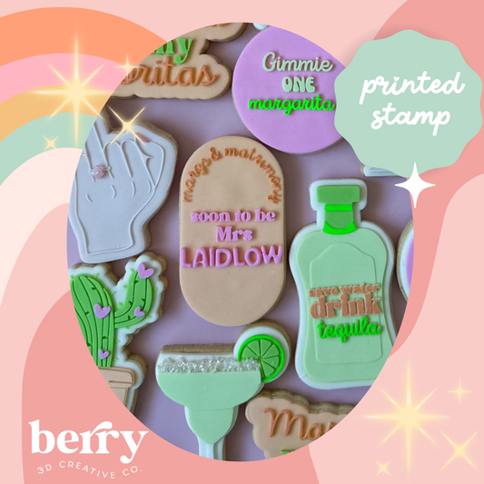 Margs & Matrimony Soon to be Mrs (Custom) Debossed Stamp and matching cutter