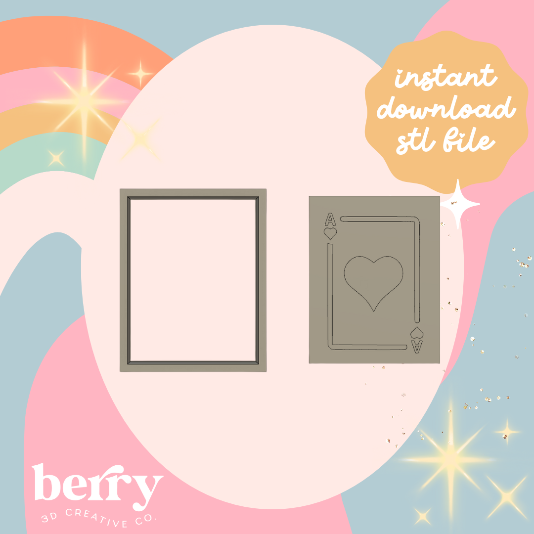 Ace of hearts card Stamp and cutter STL file