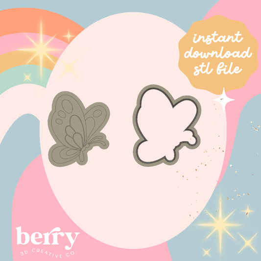 Butterfly- groovy: Cookie Cutter and Stamp stl file