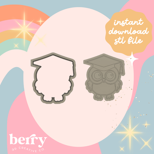 Scholar Owl Stamp and cutter STL file