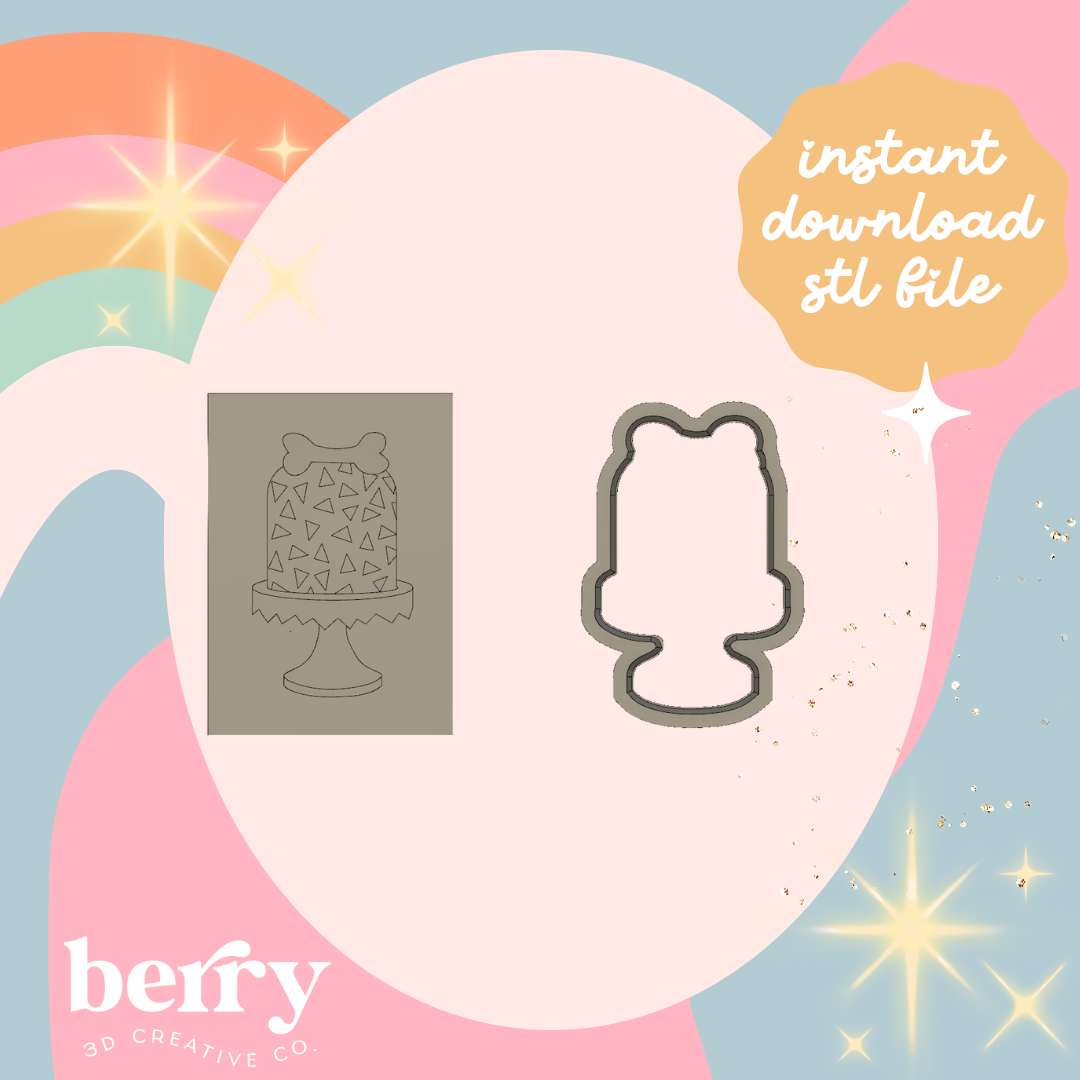 Yabba Dabba Doo Cake Cookie Cutter and Stamp stl file