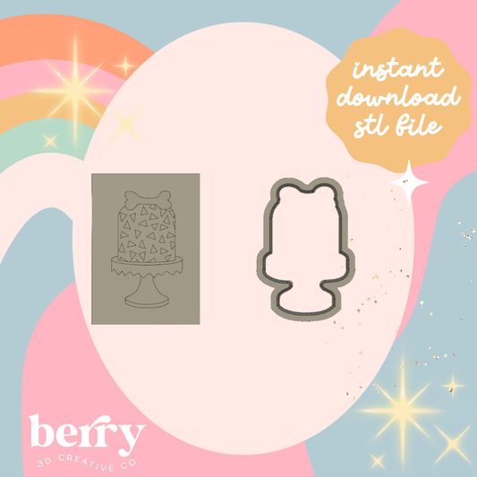 Yabba Dabba Doo Cake Cookie Cutter and Stamp stl file
