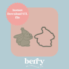 Load image into Gallery viewer, Birthday Bunny with Cupcake Cutter and Stamp stl file
