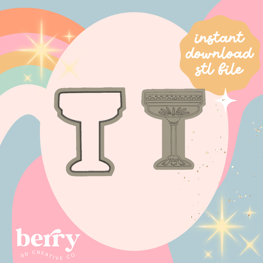 Vintage Cocktail Glass Cookie Cutter and Stamp stl file
