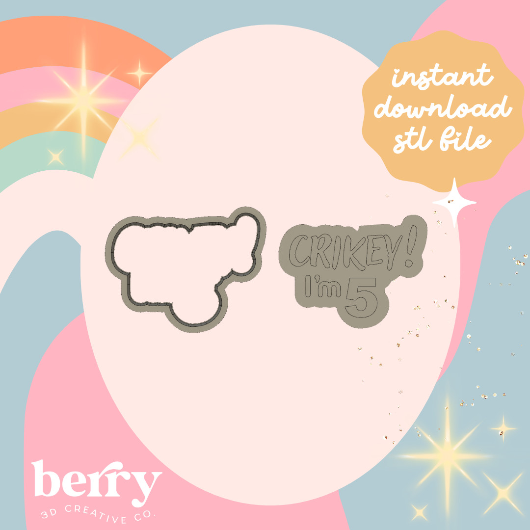 Crikey! Im 3 Cookie Cutter and Stamp stl file