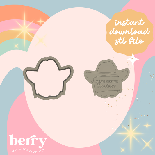 Hats off to teachers Stamp and cutter STL file