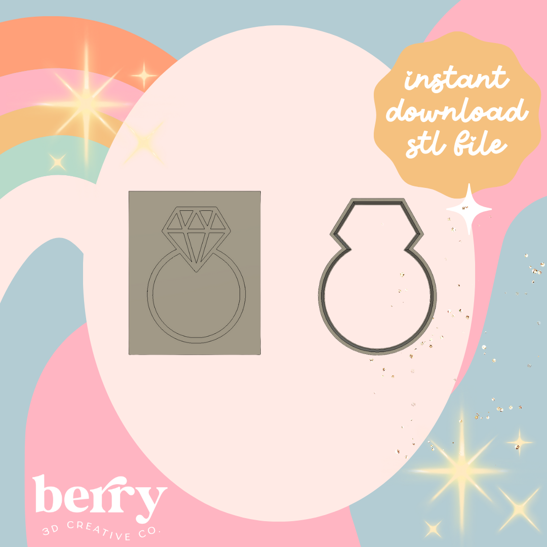 Diamond Ring cutter and Stamp stl file