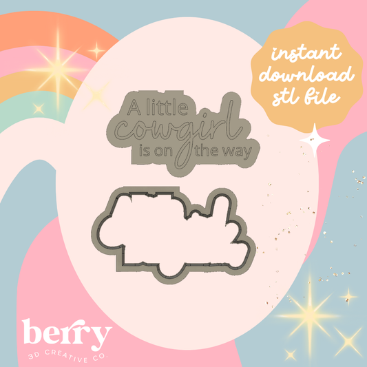 A little cowgirl is on the way! Cookie Cutter and Stamp stl file