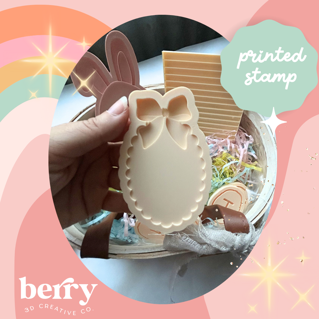 Scalloped Oval with bow Stamp and matching cutter - 2026 Easter Collection