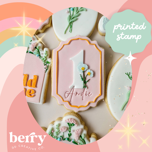 Number 1 with Flowers  Debosser and matching cutter