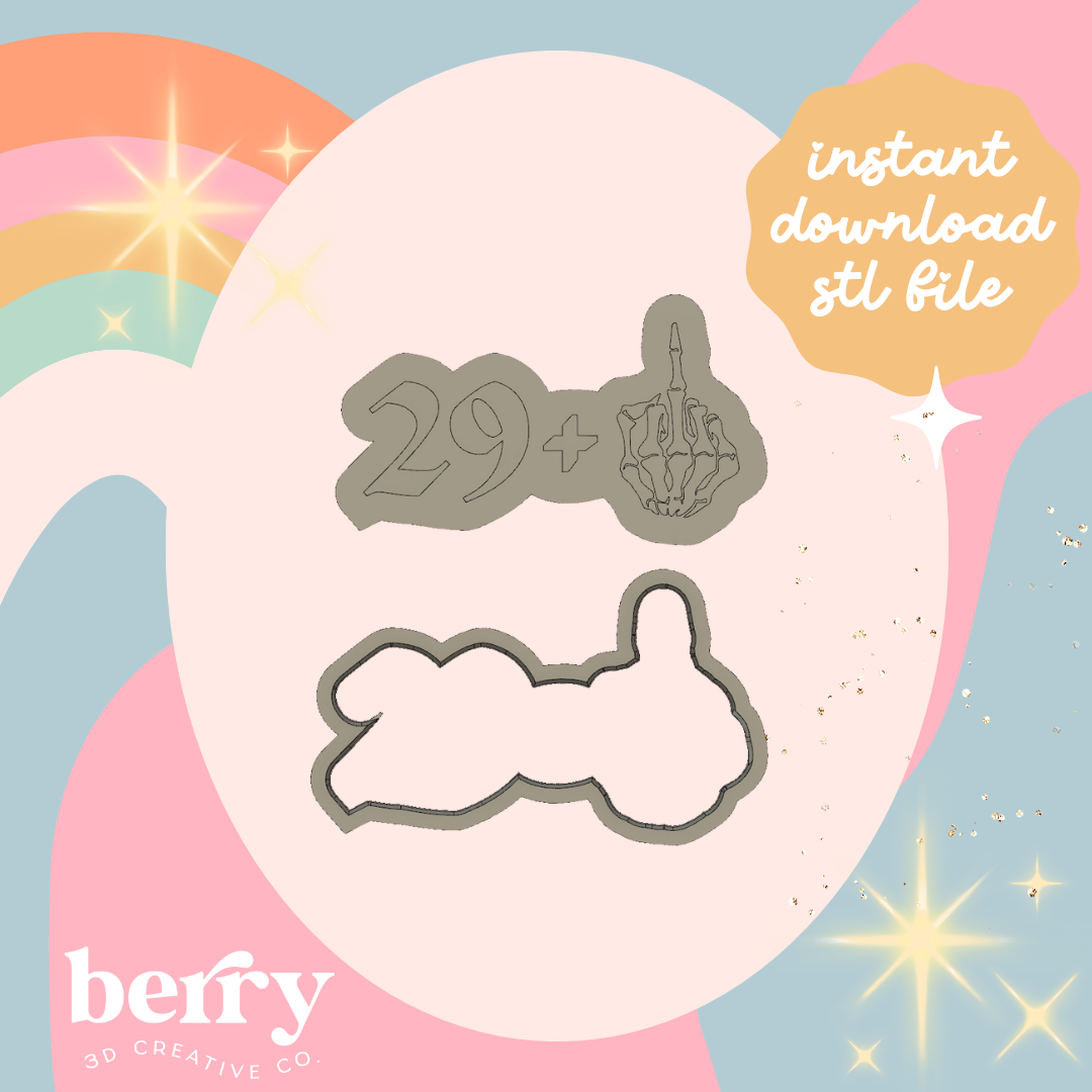 29 plus rude finger Cookie Cutter and Stamp stl file