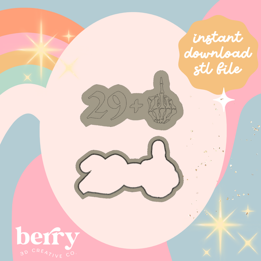 29 plus rude finger Cookie Cutter and Stamp stl file