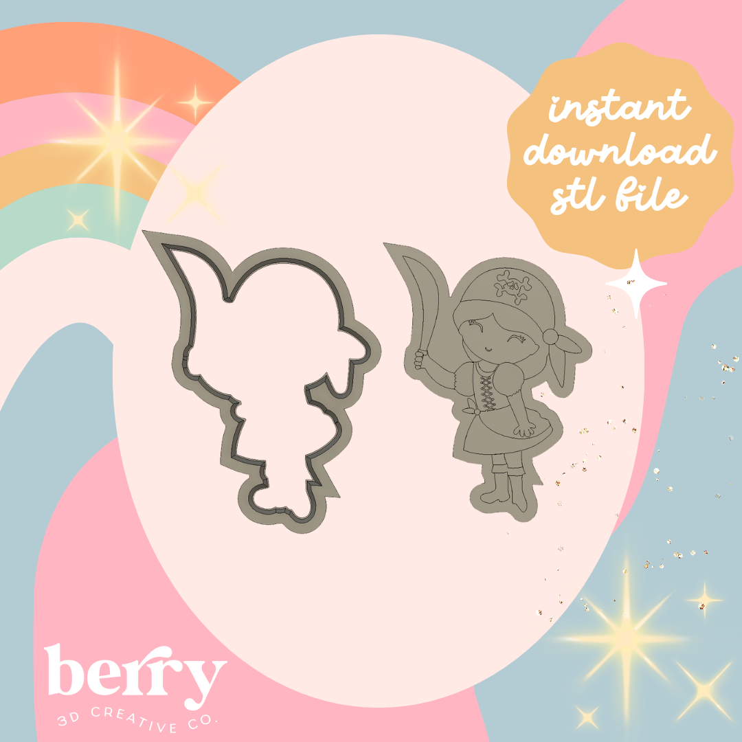 Girl Pirate  Cutter and Stamp stl file