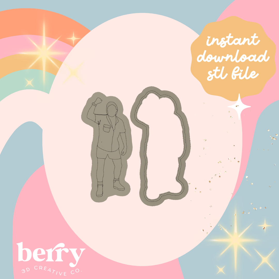 Steve Irwin Stance 2 Cookie Cutter and Stamp stl file