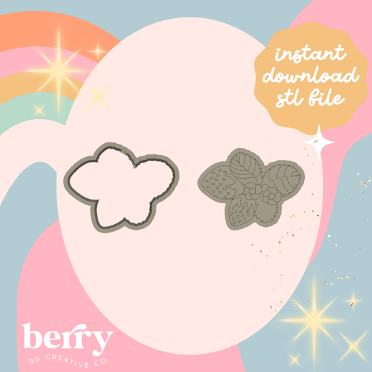 Strawberry Vine Cookie Cutter and Stamp stl file