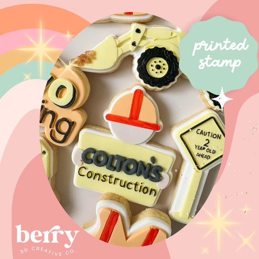 Customisable Construction Sign Stamp and matching cutter