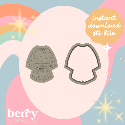 Heart Sweat Shirt and Pants Cutter and Stamp stl file