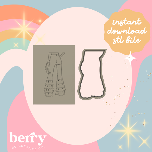 Flared Pants Cowgirl Cookie Cutter and Stamp stl file