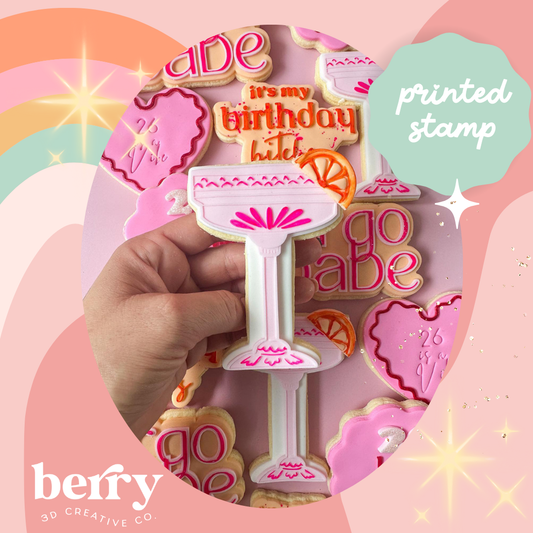 Vintage cocktail glass Debosser and matching cutter