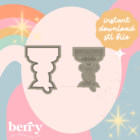 Vintage Cocktail Glass with Bow Cutter and Stamp stl file