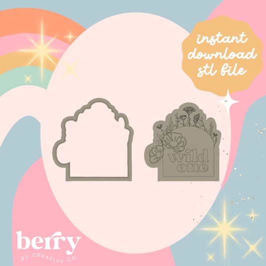 Wild One (Floral version) Cookie Cutter and Stamp stl file