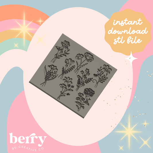 Floral Backing/ texture Stamp stl file