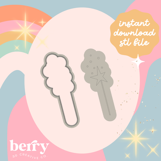 Magic fairy star wand Cutter and Stamp stl file