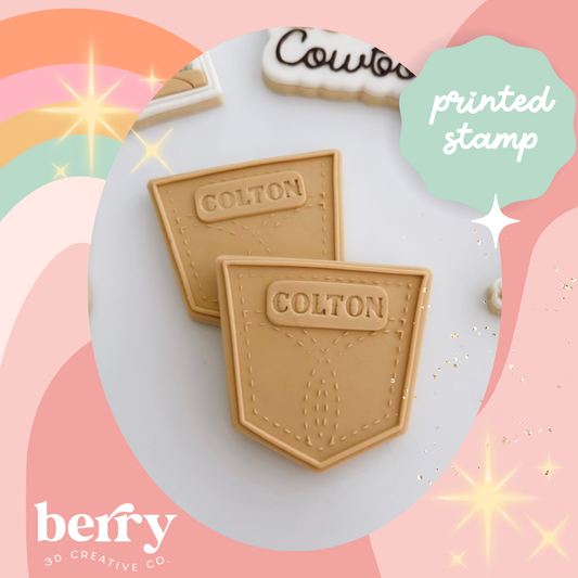 Blank Jeans Pocket Stamp and matching cutter