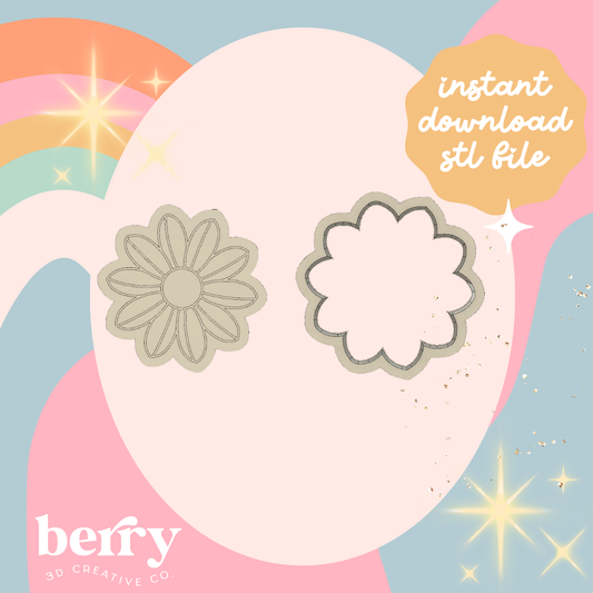 Daisy Flower with popped line details Cutter & Stamp stl file