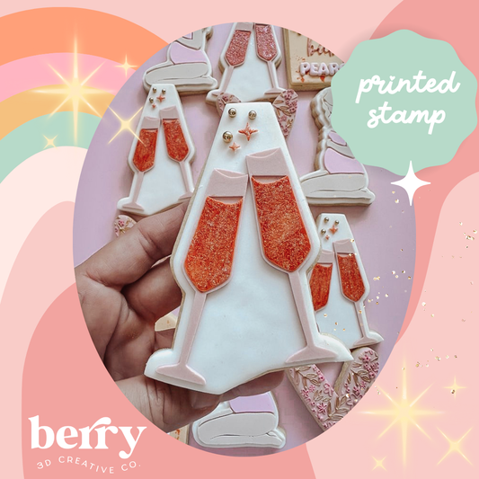 Cheers Flute Glasses with matching Cookie Cutter