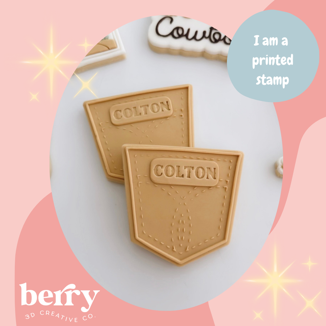 Blank Jeans Pocket Stamp and matching cutter