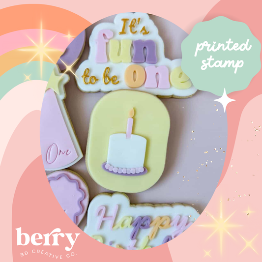 Cake with 1 candle Stamp and matching cutter